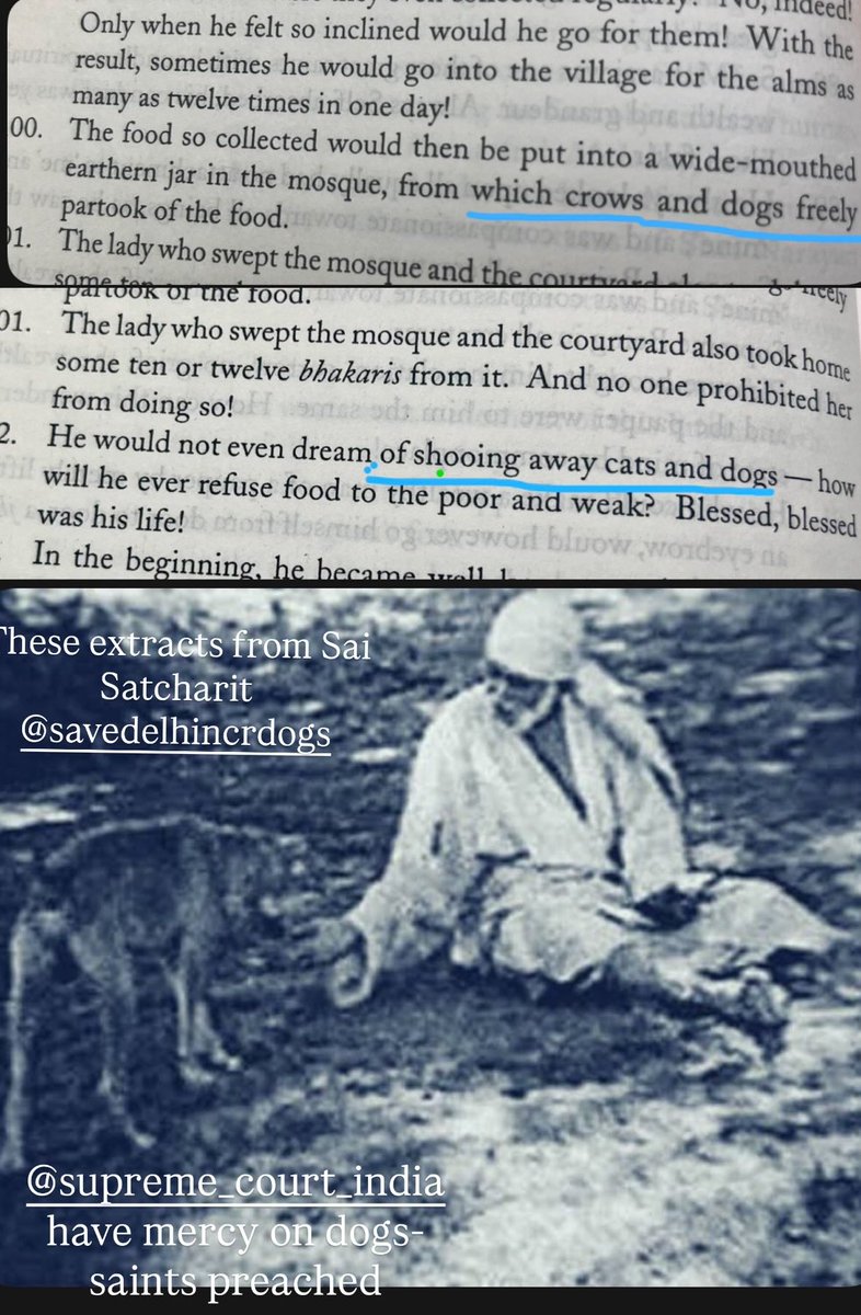 #SaveDelhiNCRDogs #savedogsofdelhi <a href="/SSSTShirdi/">Shree Saibaba Sansthan Trust Shirdi</a> <a href="/SatCharitraBot/">Sai Satcharitra Bot</a> This is extract from #saisatcharit which states his love for dogs and feeding dogs <a href="/SCofIndia/">SupremeCourtOfIndia</a> #supremecourtindia Please have mercy on these voiceless animals Some stray bite cases can’t be generalised
