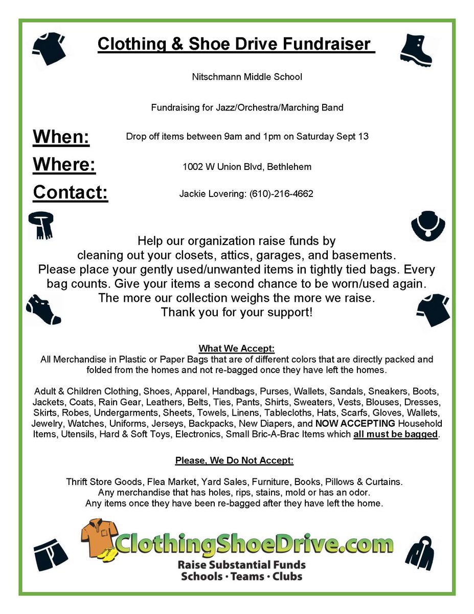 NMS Instr. Music (@nmsbandorch) on Twitter photo Save the date and start gathering your items now.
<a href="/NitschmannMS/">BASDNitschmannMS</a> <a href="/nmsbandfront/">Nitschmann Colorguard</a> <a href="/NIMASParents/">Nitschmann Instrumental Music Association</a> <a href="/BethlehemAreaSD/">BASD</a> Save the date and start gathering your items now.
<a href="/NitschmannMS/">BASDNitschmannMS</a> <a href="/nmsbandfront/">Nitschmann Colorguard</a> <a href="/NIMASParents/">Nitschmann Instrumental Music Association</a> <a href="/BethlehemAreaSD/">BASD</a>