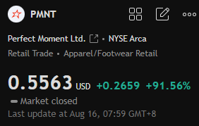 EweWoli's tweet photo. $PMNT rockets 14.75% in pre-market on public offering news!  Capital raise fuels growth for the luxury activewear brand. Positive market sentiment from trade deal optimism adds tailwind. #StockMovers #PMNT https://t.co/h5Ww0vOKeC
