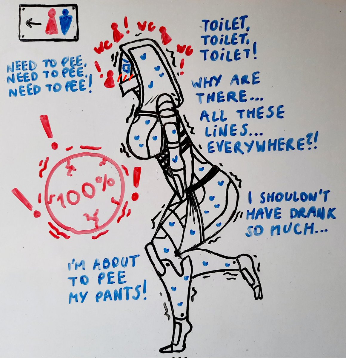 Lines can be a bitch - Imagine being on the brink and finally finding a bathroom, only to be forced to wait your turn! Can Tali wait for her turn?

#pee #peedesperation #omo #omorashi