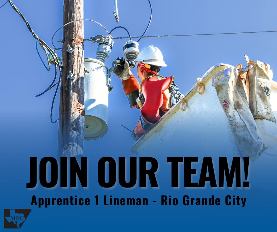 Join the Medina EC team as an Apprentice 1 Lineman at our Rio Grande City office!⚡
Learn more and apply today at mectx.co/Careers