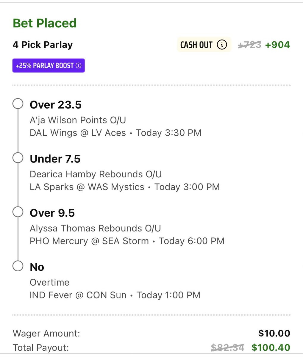 clutch_dfs's tweet photo. DK WNBA Parlay Boost @QuickPickBot https://t.co/dkii1bdHDn