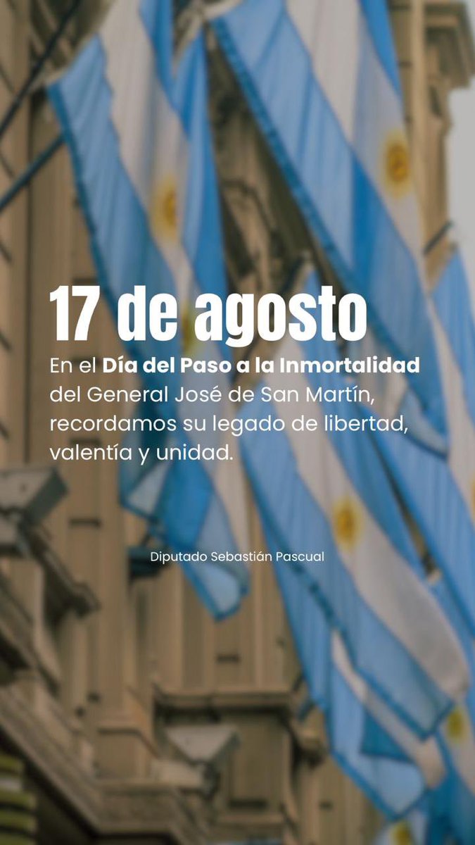 Hoy, recordamos al Libertador de América: el General José de San Martín. 🇦🇷
El 17 de agosto es una fecha que nos invita a rendir homenaje a un argentino que dedicó su vida a la lucha por la libertad.