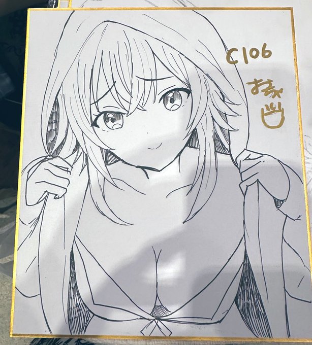 夏コミお疲れ様でした☀️
こちらも会場内で描いてたのですが告知する暇もなくお迎えがきた水着手毬色紙たち 