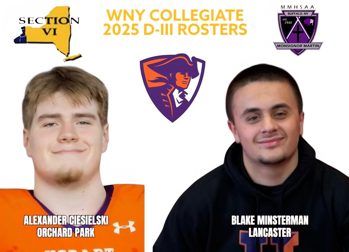 VSEAthletics's tweet photo. The updated WNY Collegiate Hobart roster is now available at https://t.co/KDIiPbt2Ml 🏈 The Statesmen went 9-2 last season, return Liberty League All-Academic OL @Al_Ciesielski67 from Orchard Park &amp; welcome Lancaster DB alum @MinstermanBlake 🏈 https://t.co/KwJDM8bEfq