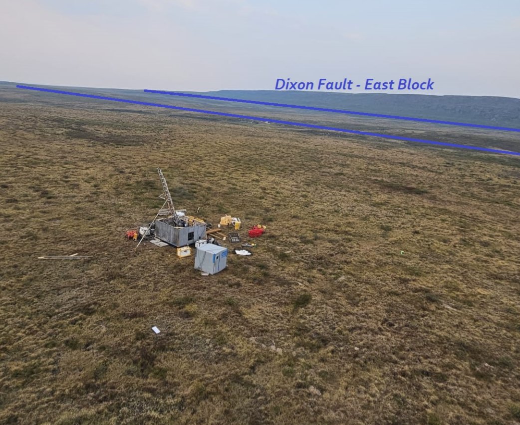 Drilling a 60 degree angled hole toward the Dixon fault, from about 400m west. The idea is to drill through the fault and better understand the regional controls. Initial drilling has already encountered the upper seds and the right kind of temperature we'd hope to see.