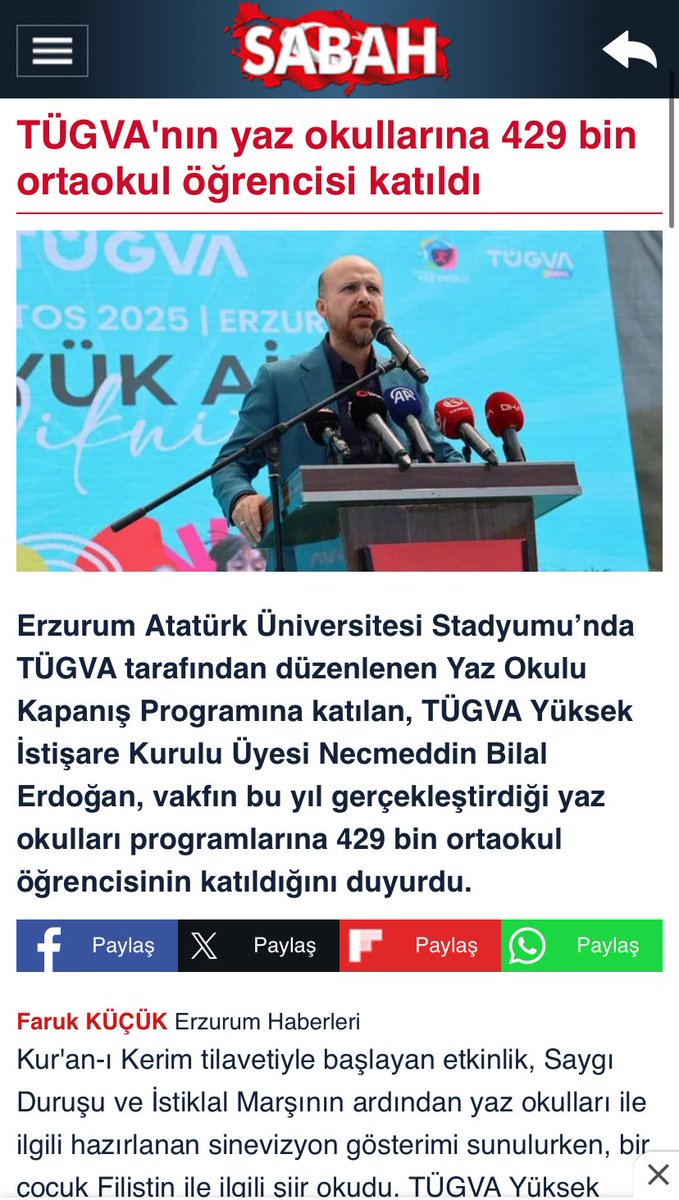 tugvaTR's tweet image. 📲Erzurum’da coşkuyla tamamladığımız Yaz Okulu Kapanış Programımızın basına yansımaları🗞️

#basın #biryazbingelecek #tügva #yazokulu