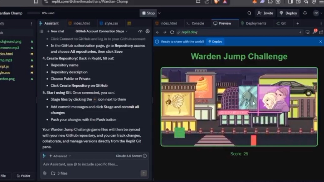 3rd entry, by <a href="/dinethrhino/">Rhino</a> - Warden Jump Challenge 🧊

"This interactive game, built on Replit and deployed via GitHub Pages, showcases the creativity and openness of the Warden Community. Set in Warden City’s futuristic, modular world, it blends accessible tools with secure
