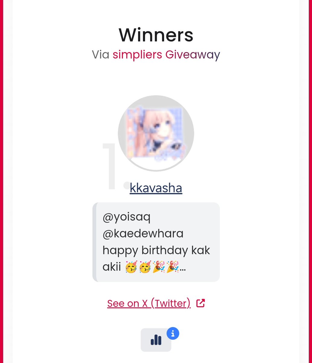 congrats to the winner...🎉

<a href="/kkavasha/">xeyii.</a> boleh langsung dm aku untuk klaim slotnya yaa! aku tunggu selama 1×24 jam okiee💗

thank you so much buat yang udah ikut meramaikan GAnyaa🫶🏻
