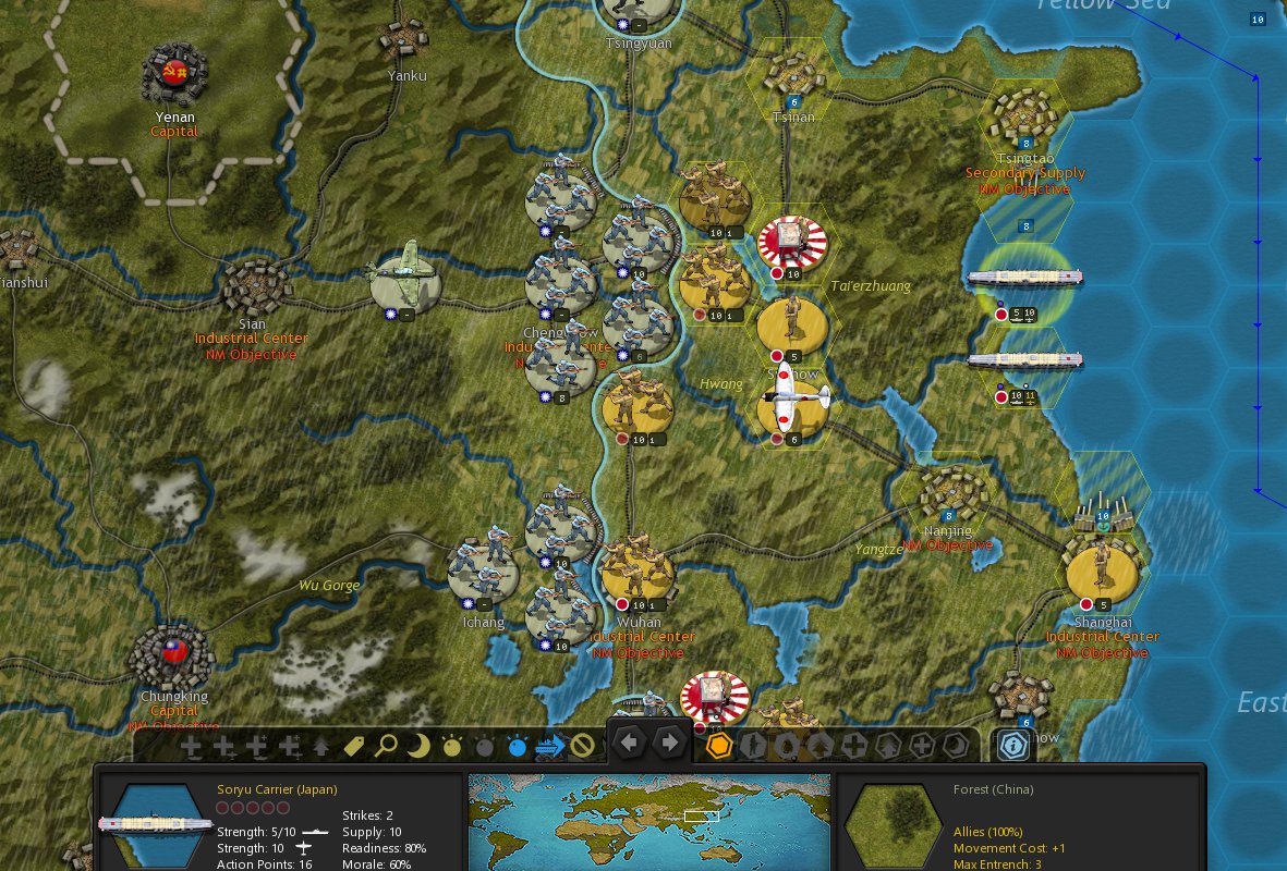 Strategic Command WWII - From Blue Water to Shallow Seas: The Limited Range of Carrier-Based Land Attack
My blog post at:
kriegsimulation.blogspot.com/2025/08/strate…
I'm playing Strategic Command WWII as the Axis and the fight in the far east is far from decisive. The Chinese have a good hold on