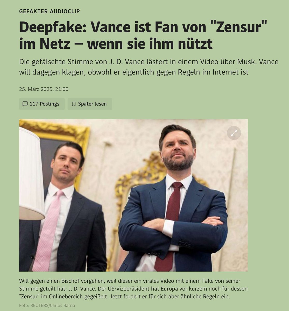 KPFR (@k_plattform_f_r) on Twitter photo <a href="/oida_grantler/">Gr@ntlɘr 🥨🍺</a> Ach, sollen wir Unis die Finanzmittel entziehen, Demonstranten verhaften und ausweisen, Patrioten von militärischen Webseiten entfernen, weil sie farbig oder Frauen sind so wie der Faschist Vance es tut?
Bei Dir paßt die Kategorie braune Hohlfritte wie die Faust aufs braune Auge. <a href="/oida_grantler/">Gr@ntlɘr 🥨🍺</a> Ach, sollen wir Unis die Finanzmittel entziehen, Demonstranten verhaften und ausweisen, Patrioten von militärischen Webseiten entfernen, weil sie farbig oder Frauen sind so wie der Faschist Vance es tut?
Bei Dir paßt die Kategorie braune Hohlfritte wie die Faust aufs braune Auge.