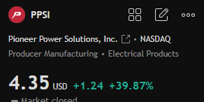 EweWoli's tweet photo. $PPSI hot pre-market! $10M e-Boost order, backlog up 46% to $67M. 2025 revenue target $27-29M, fueling optimism! #PPSI #CleanEnergy https://t.co/mUG6twDABL