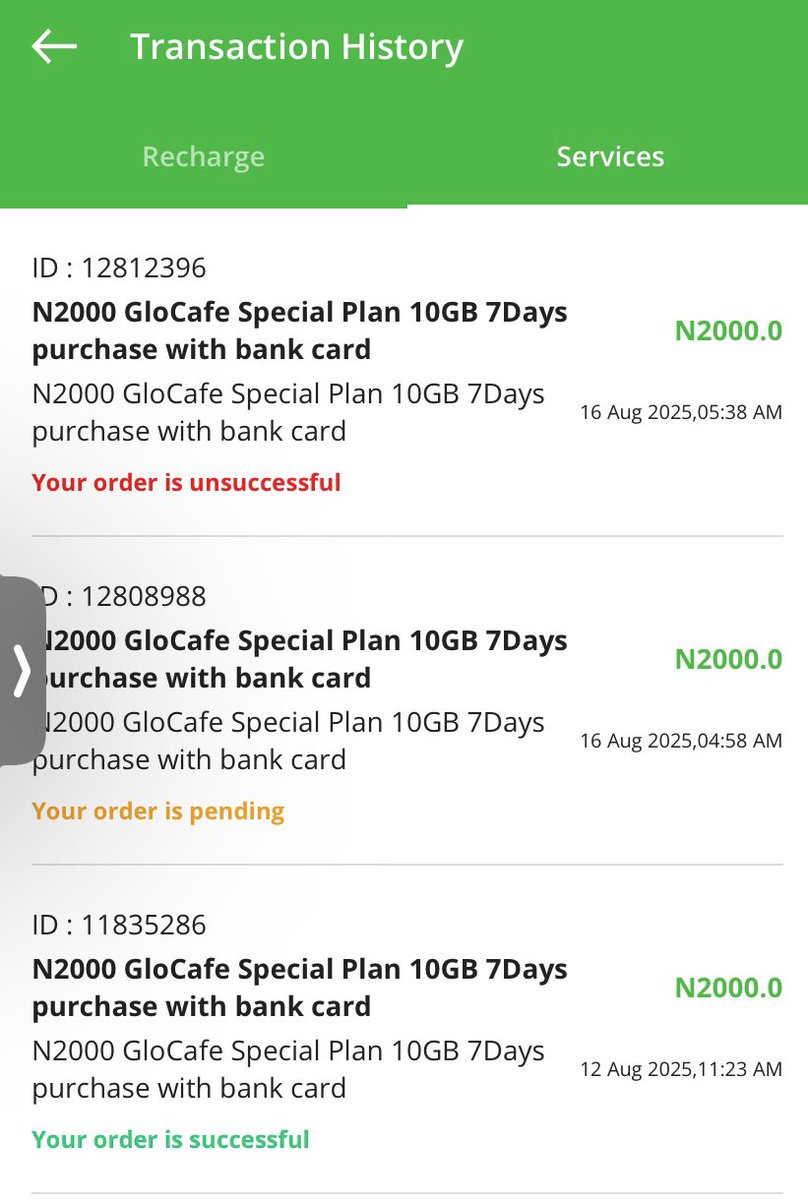 OmoOduga's tweet photo. @GloWorld Good morning pls I subscribe for data from GloCafe app yesterday morning through bank transfer the payment was successful but the transaction failed
Phone number 09035772060

As you can see payment was successful but I wasn’t credited my data. https://t.co/ktMCrpfw0h