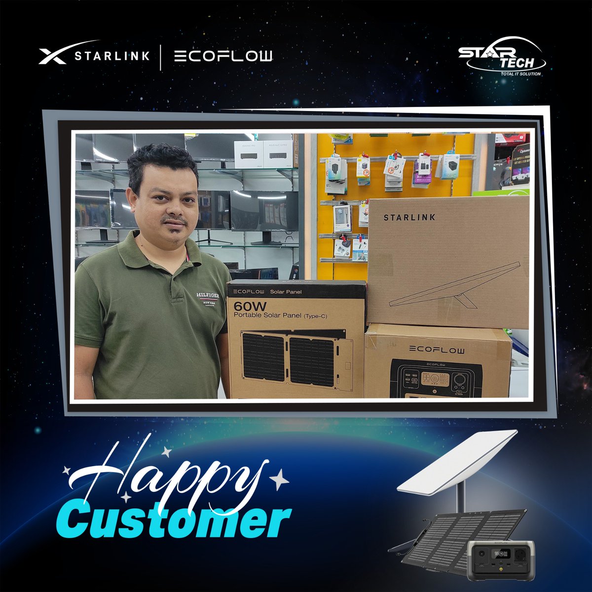 startechbd's tweet photo. 🌟🔋 Another Happy Customer, Another Step Toward Freedom & Connectivity!
Thank you for trusting Star Tech to power your adventures and keep you online. 💙
#Starlink #EcoFlow #StayConnected #AnywherePower #HappyCustomer #StarTechCustomer #StarTechBD https://t.co/B6lE2DyKqa