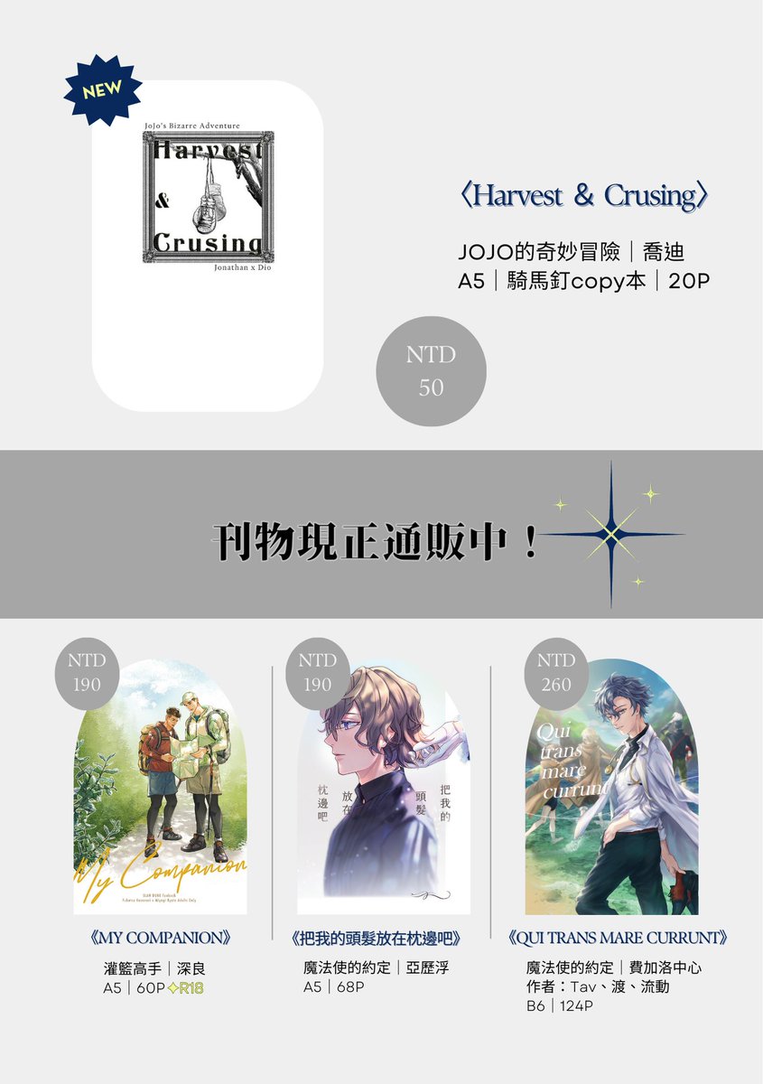 graykazuya's tweet photo. Nice來攤感謝！這次的喬迪copy本因為還剩下一點所以放上通販賣場了，因為完全無法保證新刊何時會完成＋不知道下次參加實體場次是什麼時候，所以現在先把準備號買下來或許會是個明智的決定。
新石紀的合本之後會由UU那邊開場後通販，我的其他既刊依舊可以透過通販取得！
賣場：https://t.co/oyNZeSF0Wt https://t.co/I00suhUZLc