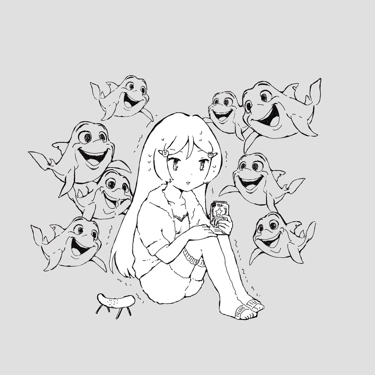 明日会社行きたくないなーと思っていたら、異様ににこやかな鮫に囲まれた。