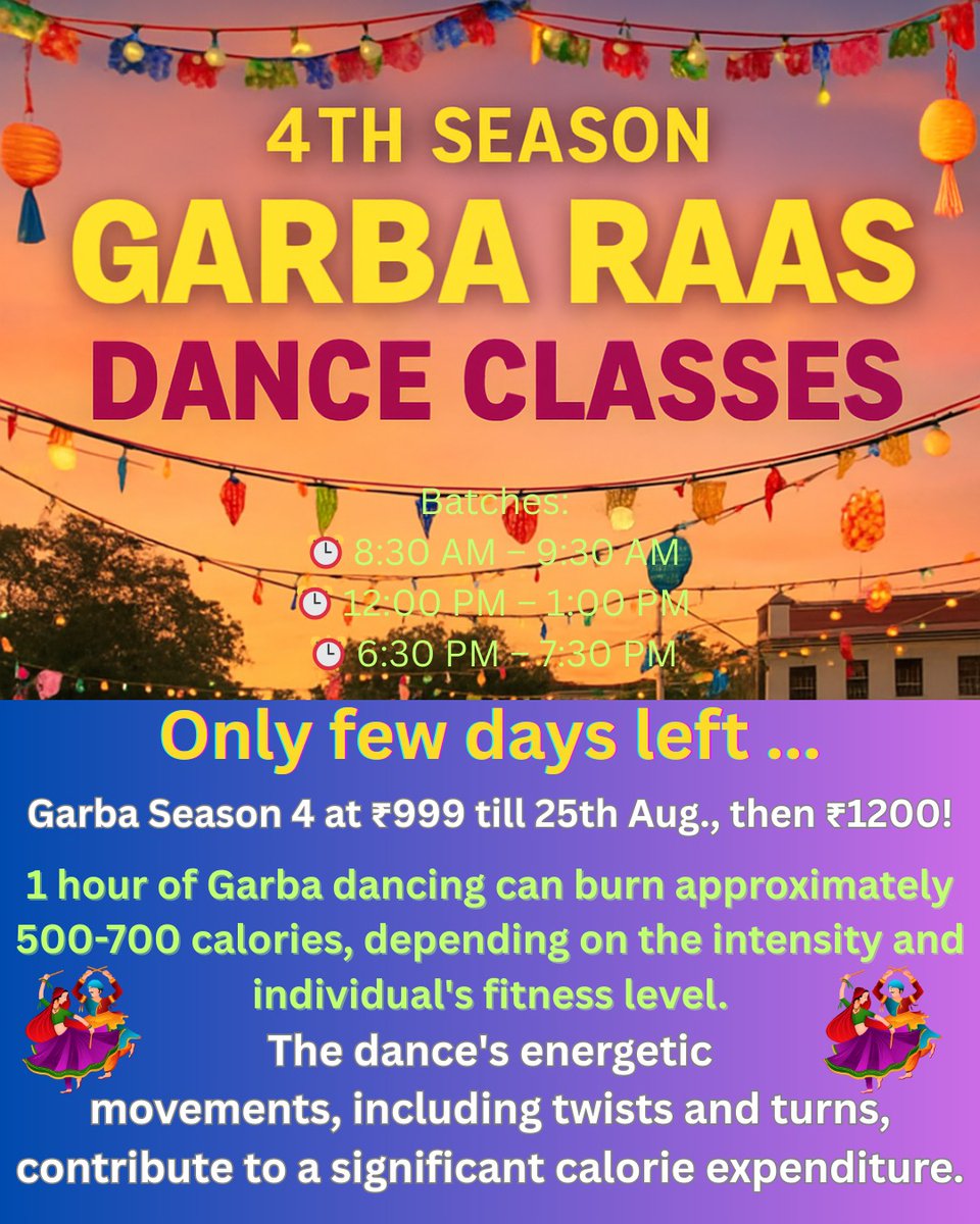 nidhibhati15609's tweet image. &quot;Your favorite Garba moves + tasty food – Book before 25th Sept for ₹999!&quot;
 #GarbaFun #TrendzGarba #NavratriVibes