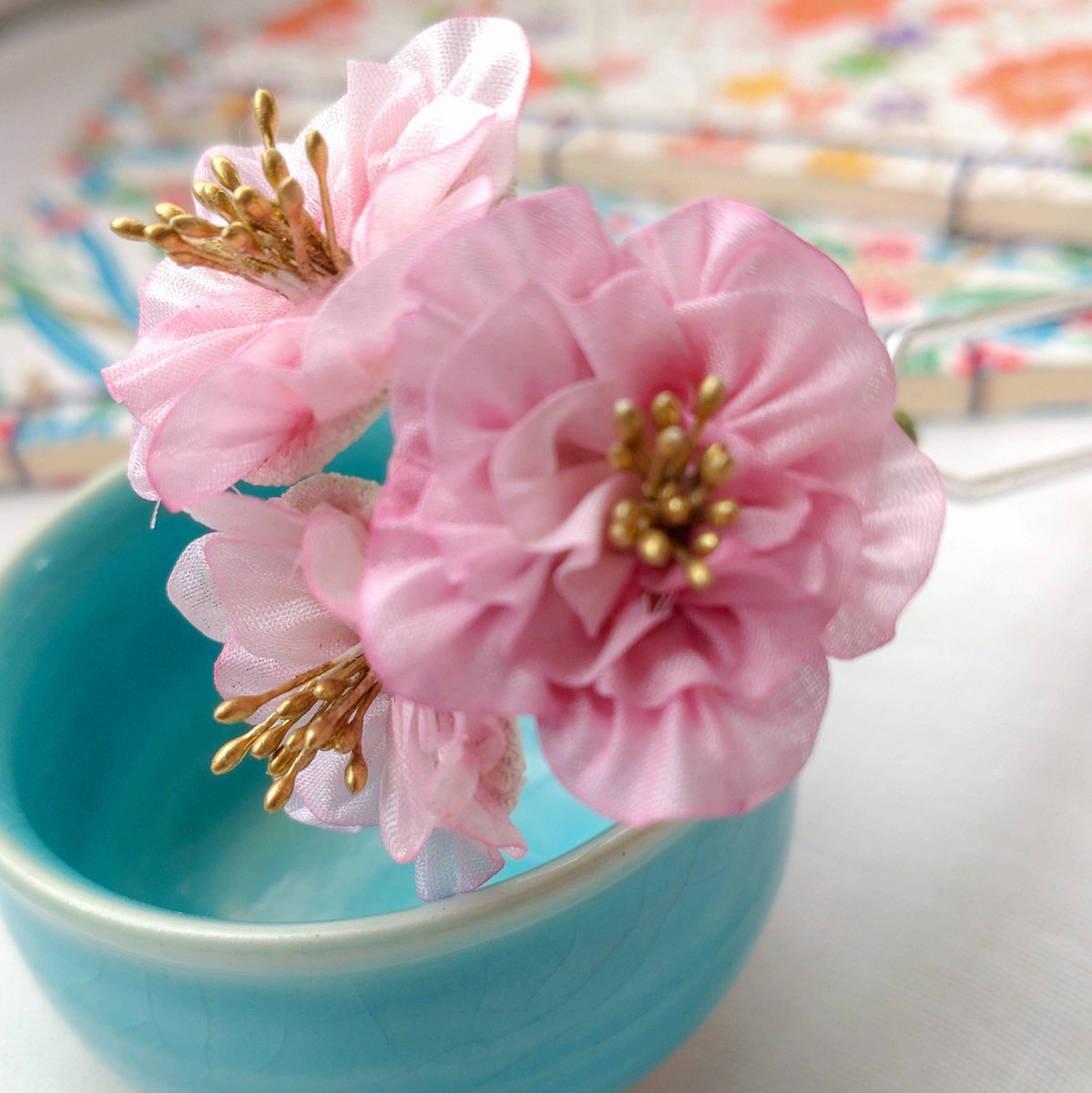 カヤ　　☪︎⋆☽様お取り置き　1/14まで　鳥　レジンヘアゴム　桜　和色 再販1】【ﾚｼﾞﾝ×ﾜｲﾔｰ】“SAKURAiroｼﾘｰｽﾞ” -桜人の願いｺﾞｰﾙﾄﾞ
