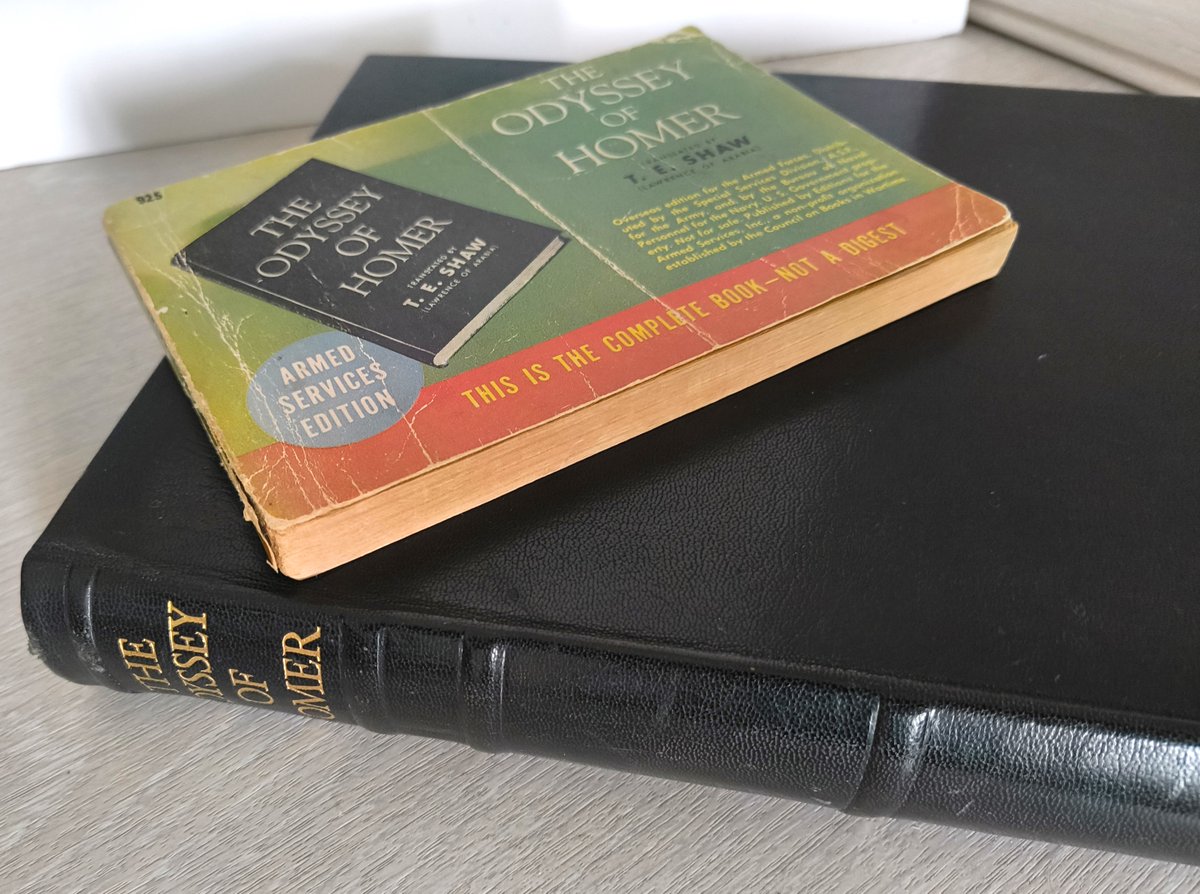 From the sublime to the more mundane. Two editions of Homer's Odyssey translated by T.E. Shaw. <a href="/TELawrenceSoc/">TE Lawrence Society</a> <a href="/TELawrenceBooks/">T. E. Lawrence Books</a> <a href="/StuartKells/">Stuart Kells</a> <a href="/pbfaorg/">PBFA</a> <a href="/yorkbookfair/">York National Book Fair</a>