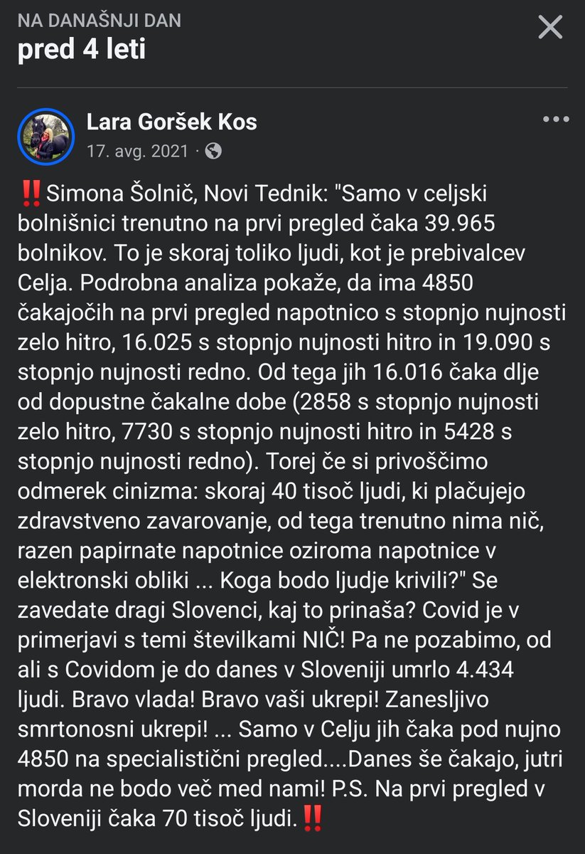 Takole je bilo 4leta nazaj, v času Janševe vlade. Ima kdo podatke kako je danes? Dejanske podatke, ne zgolj natolcevanja... Domnevam sicer, da ni boljše 🙈🙈 sploh če sodim po mojem terminu fizioterapije 🤣🤣