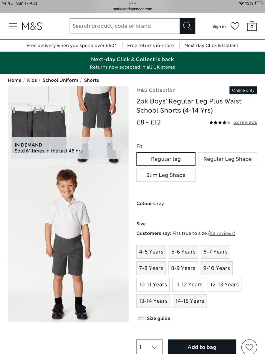K_MacBow's tweet photo. @marksandspencer please can you look at having your easy dressing and plus size school wear range in more than just grey.  Not all schools have grey in their uniform, some have black. Just went to order shorts for my son to find out you can’t cater for our needs. https://t.co/lGikQuX4LN