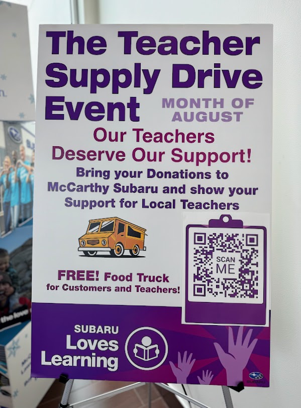 McCarthySubaru's tweet photo. 📚✏️ Teacher Supply Drive – All August! ✏️📚
Subaru of Lawrence is collecting school supplies to support our amazing local teachers!
Drop off your donations at McCarthy Subaru!
📱 Scan the QR code in the image to learn more!
#SubaruOfLawrence #SubaruLovesLearning SupplyDrive https://t.co/NZKRBsJS7h