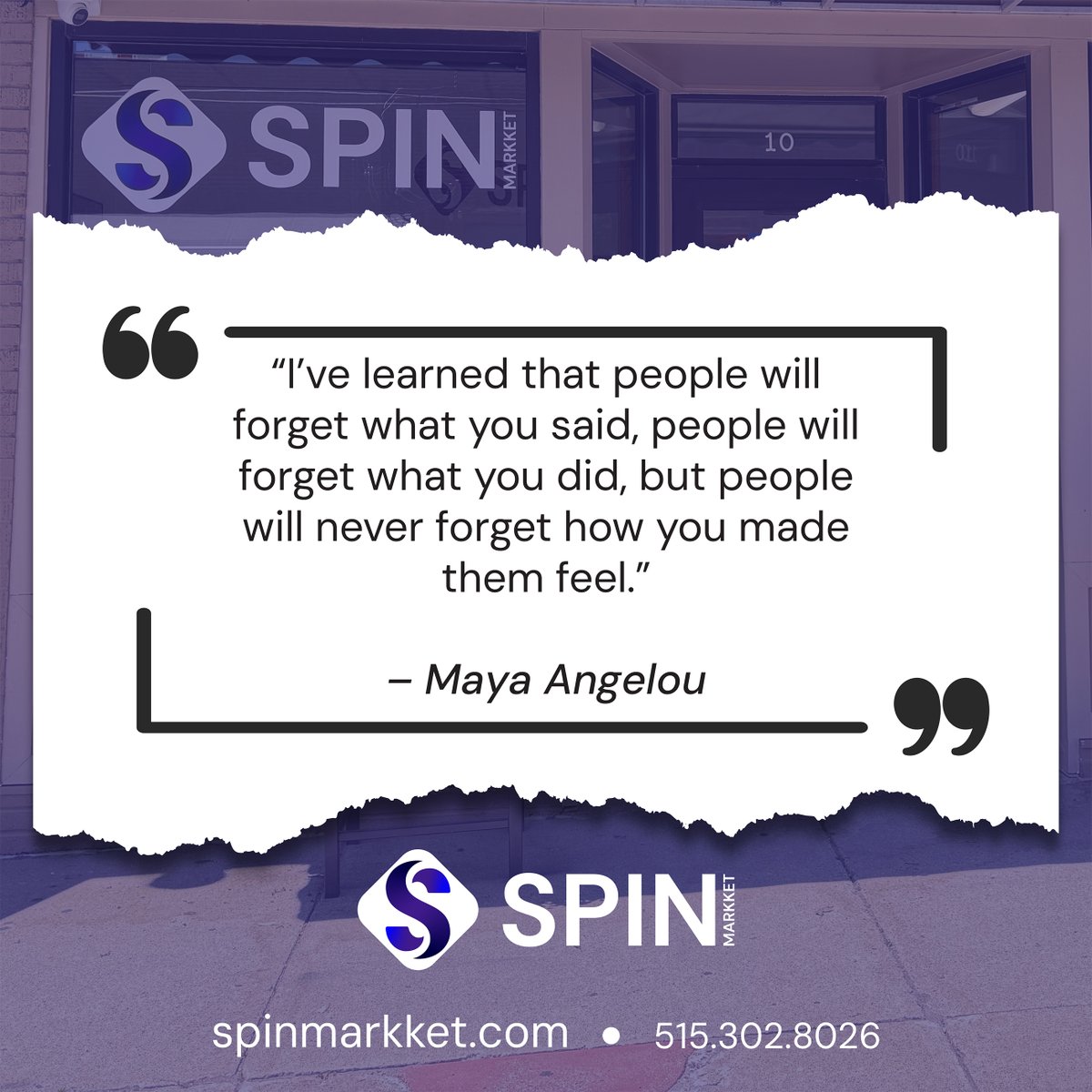 spinmarkket's tweet image. Focus on how your brand makes people feel, and you’ll build loyalty.

"I've learned that people will forget what you said, people will forget what you did, but people will never forget how you made them feel." — Maya Angelou

#MarketingWisdom #EmotionalConnection #BrandLoyalty
