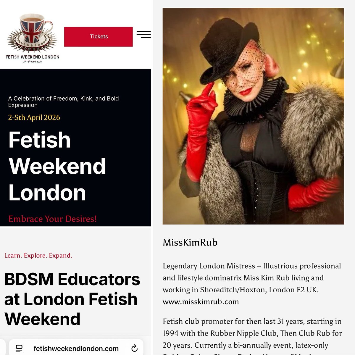 MissKimRub.com LONDON (@misskimrub) on Twitter photo Pleased to be part of <a href="/Official__FWL/">Fetish Weekend London</a> with my <a href="/MistressMentor/">MistressWorkshop.com</a> <a href="/misskimworkshop/">MissKimLinktree.com</a> workshops fetishweekendlondon.com/whos-on-whos-iโฆ
Organisers <a href="/NubianMatriarch/">The Nubian Matriarch</a> <a href="/mistresstess1/">Miss Tess</a>
I will give an overview presentation of all her workshops with tips, anecdotes and a Q&A. Pleased to be part of <a href="/Official__FWL/">Fetish Weekend London</a> with my <a href="/MistressMentor/">MistressWorkshop.com</a> <a href="/misskimworkshop/">MissKimLinktree.com</a> workshops fetishweekendlondon.com/whos-on-whos-iโฆ
Organisers <a href="/NubianMatriarch/">The Nubian Matriarch</a> <a href="/mistresstess1/">Miss Tess</a>
I will give an overview presentation of all her workshops with tips, anecdotes and a Q&A.