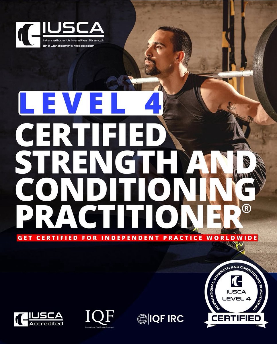 Become an IUSCA IQF Level 4 Certified Strength and Conditioning Practitioner and be certified to run your own business or consultancy worldwide.

✅ Master advanced S&amp;C principles
✅ Accredited and independently regulated
✅ Internationally trademarked certification
✅ 100%