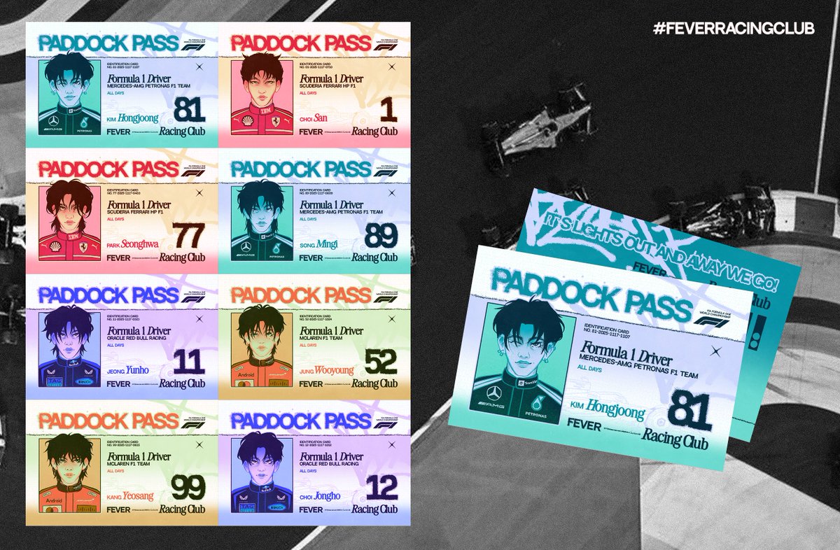 rrabbitcatcher's tweet photo. ateez x f1 : paddock pass [id cards] concept 

#에이티즈 #ATEEZ @ATEEZofficial https://t.co/TMsfHTOW5p