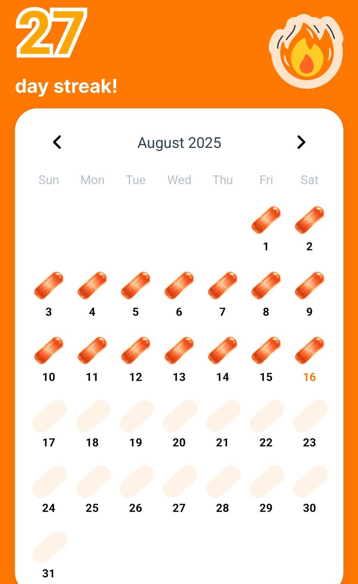 Signwander's tweet image. SiGM, A new streak is just around the corner.

My day 27 streak @sign Super App 🧡Don't forget to take your Daily Orange Pill Everyday🍊🍊🍊

 Keep Vibing 👀🧡
