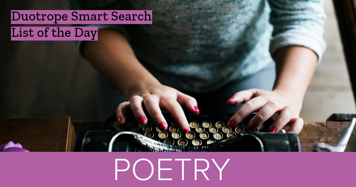 Duotrope (@duotrope) on Twitter photo The Smart Search List of the Day is: Fee-Free General Literary Poetry feat. <a href="/blackfoxlit/">Black Fox Lit</a> <a href="/FrontierPoetry/">Frontier Poetry</a> <a href="/dishsoapquart/">Dishsoap Quarterly</a> <a href="/thequasarreview/">The Quasar Review</a> et al. duotrope.com/search/smart/p… The Smart Search List of the Day is: Fee-Free General Literary Poetry feat. <a href="/blackfoxlit/">Black Fox Lit</a> <a href="/FrontierPoetry/">Frontier Poetry</a> <a href="/dishsoapquart/">Dishsoap Quarterly</a> <a href="/thequasarreview/">The Quasar Review</a> et al. duotrope.com/search/smart/p…