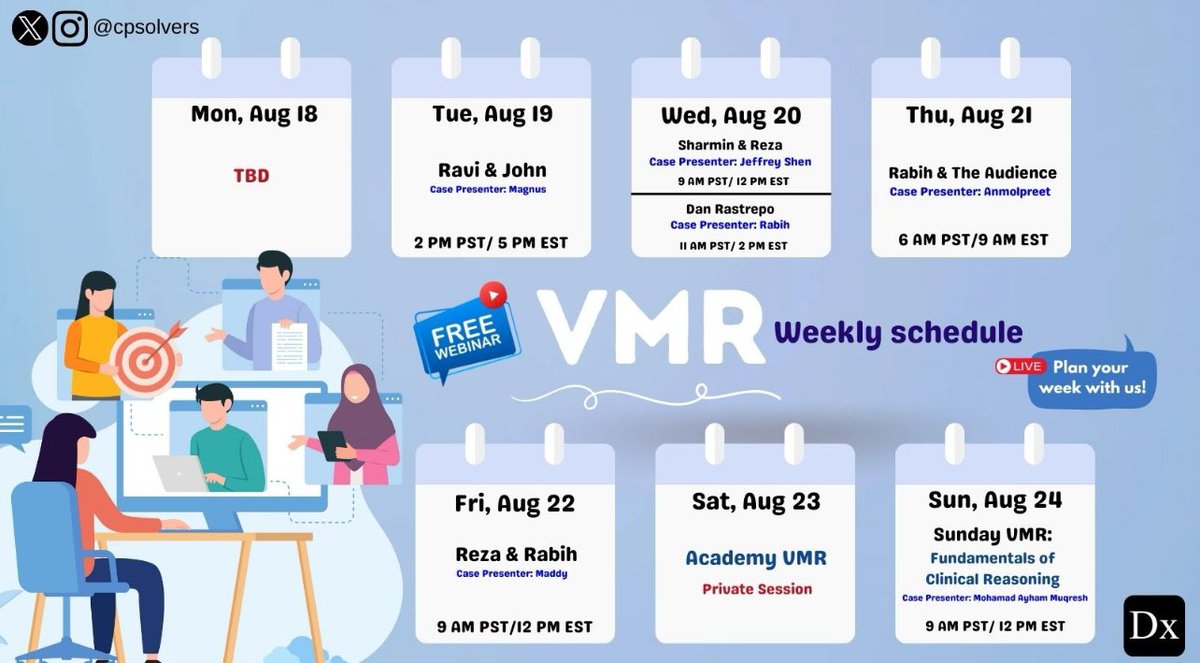 #MedTwitter - Plan your week with us!🗓️

We can't wait to see you at this week's sessions!

Join our live sessions for free using the link⬇️
bit.ly/31LWIKg