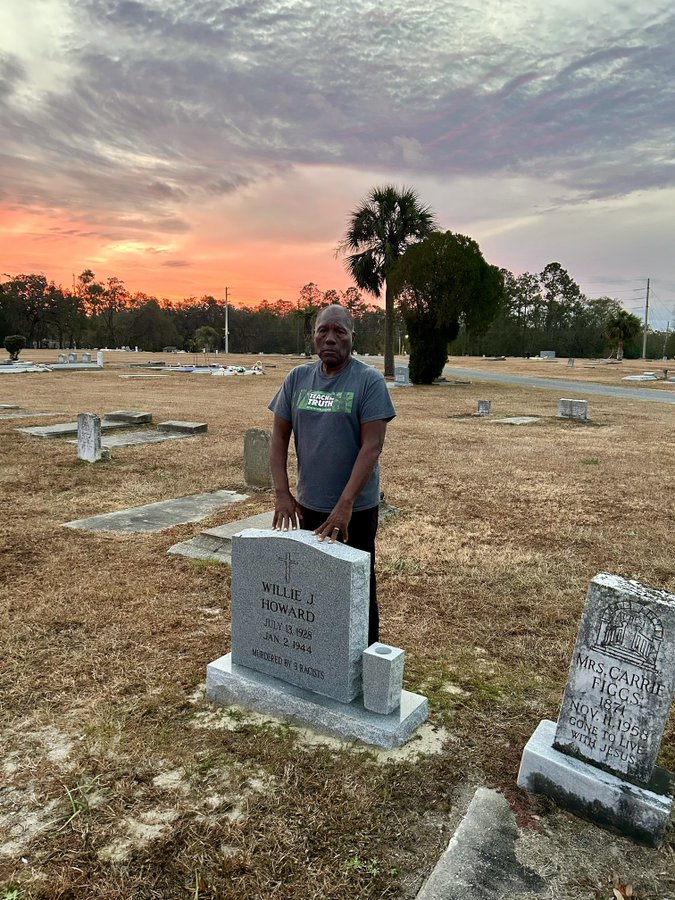 Live Oak, Fla where Willie James Howard who was 15 was lynched by three White men in 1944 for writing a letter to a White girl. His hands and feet were tied, and he was forced at gunpoint to jump into the Suwannee River where upon he drowned as his father was forced to watch.