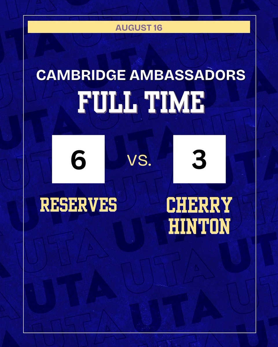 Yesterday our reserves faced a Cherry Hinton side, a strong 6-3 win for the lads and definitely an improvement on the last few games. 

⚽️ JJ
⚽️ Leeson
⚽️ Rae 
⚽️ Nowinski
⚽️ Nathan W 
⚽️ Adam W