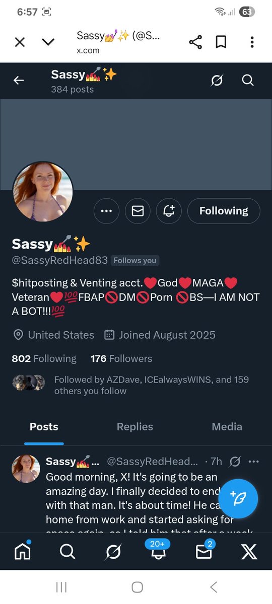 KJW (@hawkesbay69) on Twitter photo Let's get this patriot some more friends, they will FB
Please give
<a href="/SassyRedHead83/">Sassy๐
โจ</a>
a F&R ๐ช๐ซถ๐๐ฅ๐ฏ๐บ๐ธ Let's get this patriot some more friends, they will FB
Please give
<a href="/SassyRedHead83/">Sassy๐
โจ</a>
a F&R ๐ช๐ซถ๐๐ฅ๐ฏ๐บ๐ธ