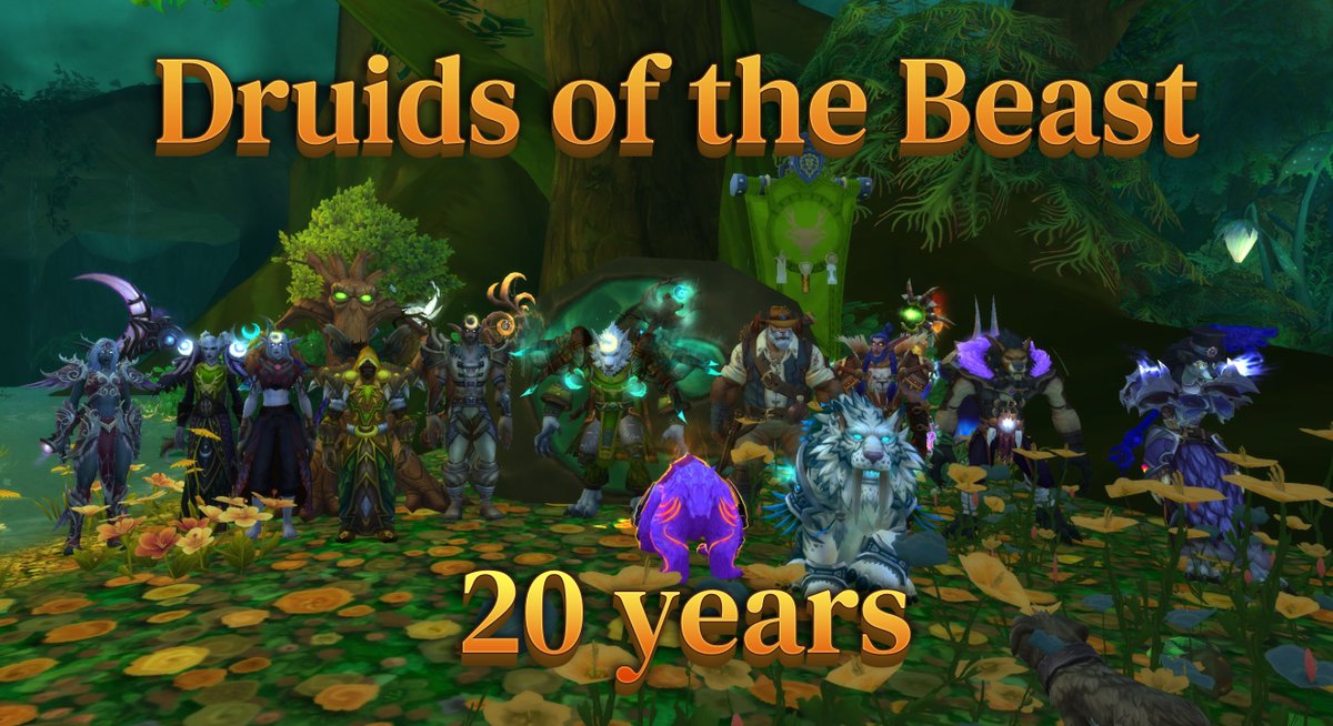 TheDruidGuild's tweet photo. Today! The all druid guild; Druids of the Beast, turned 20 years old!

We have killed lots of bosses; but the true loot is all the friends you make along the way! Here is to 20 more!

#warcraft #worldofwarcraft #WarWithin #gaming #Friendship https://t.co/iwTA6zHFPO