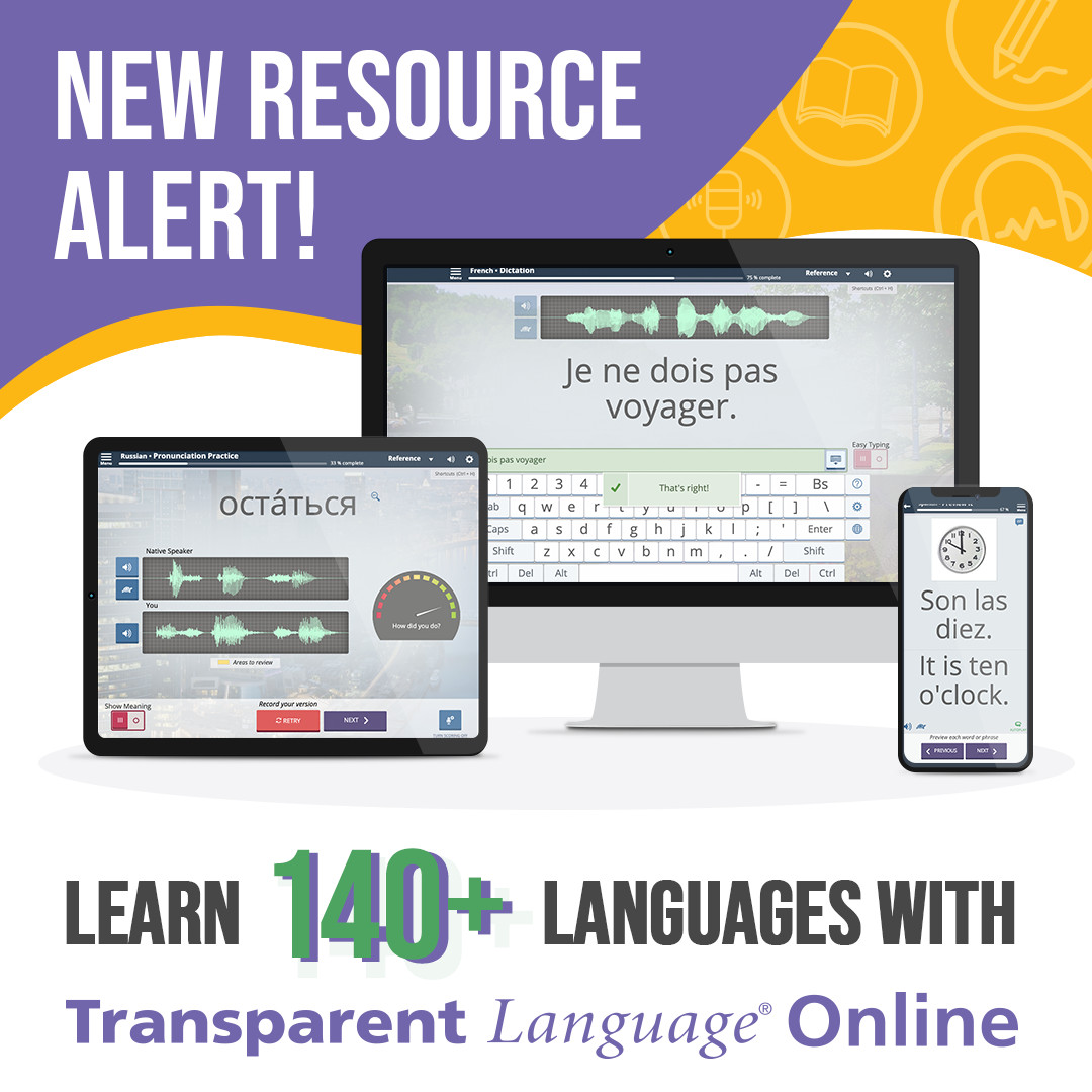 CanmoreLibrary's tweet image. New eResource Alert! 🌍📚
Canmore Library members now have FREE access to Transparent Language Online — a powerful language-learning platform with courses in 140+ languages, including English for speakers of 30+ languages! 🗣️✨
#CanmorePublicLibrary #LearnLanguages