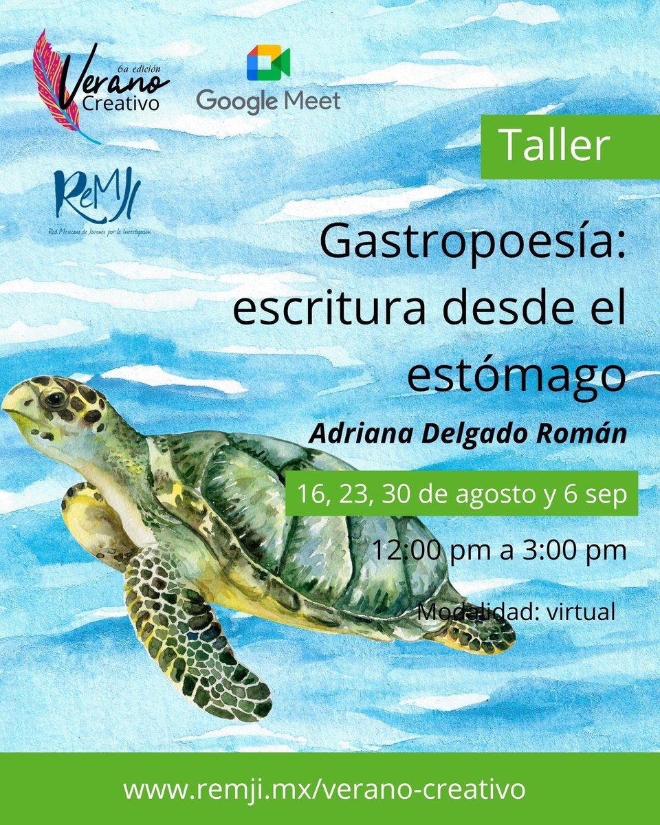 ReMJI_mx's tweet photo. ¿Te perdiste la primera sesión del Taller de Gastropoesía? Puedes inscribirte a la segunda sesión en https://t.co/TiyqodvqVR https://t.co/4SEiiuE4Xo