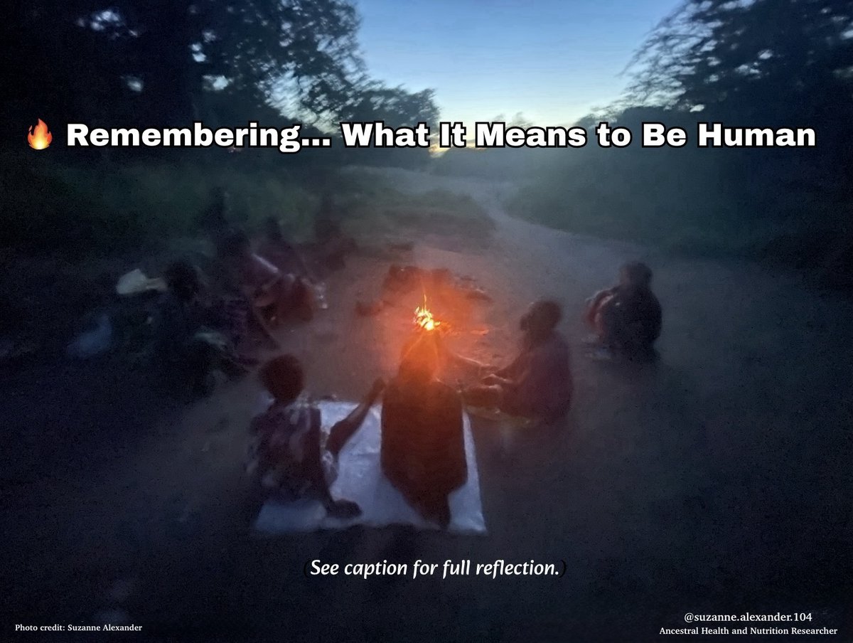 SuzAlexander61's tweet photo. ✨ Remembering… What It Means to Be Human

Last night, I looked at this image taken during my precious time with the Hadza, last of the hunter-gatherers…
The photo, blurry from dusk and dancing firelight…
I felt something stir.  A deep ache. A sacred memory.
A call home.
1/ https://t.co/dz5SMelpCa