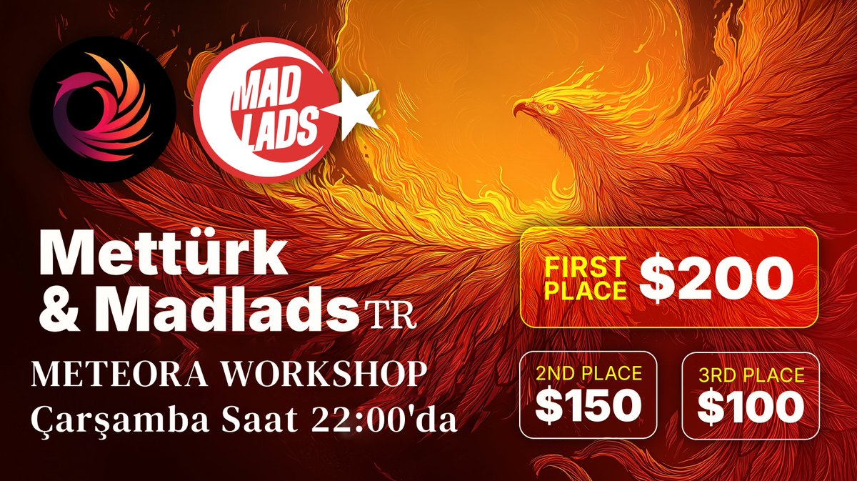 Poster for Mettürk and Madlads TR Meteora Workshop featuring prizes and event details