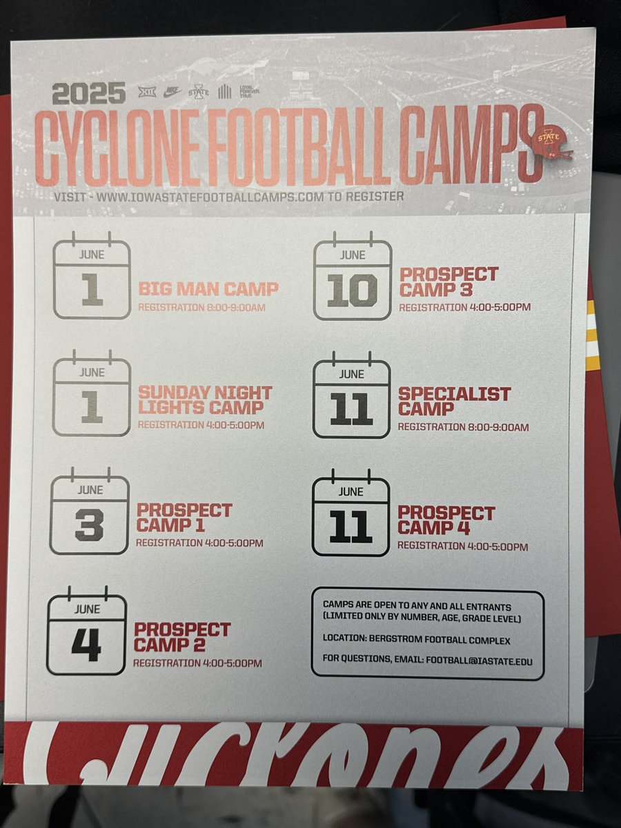 Special thanks to <a href="/CycloneFB/">Iowa State Football</a> for the special camp invites this summer, and letting me compete in front of you!