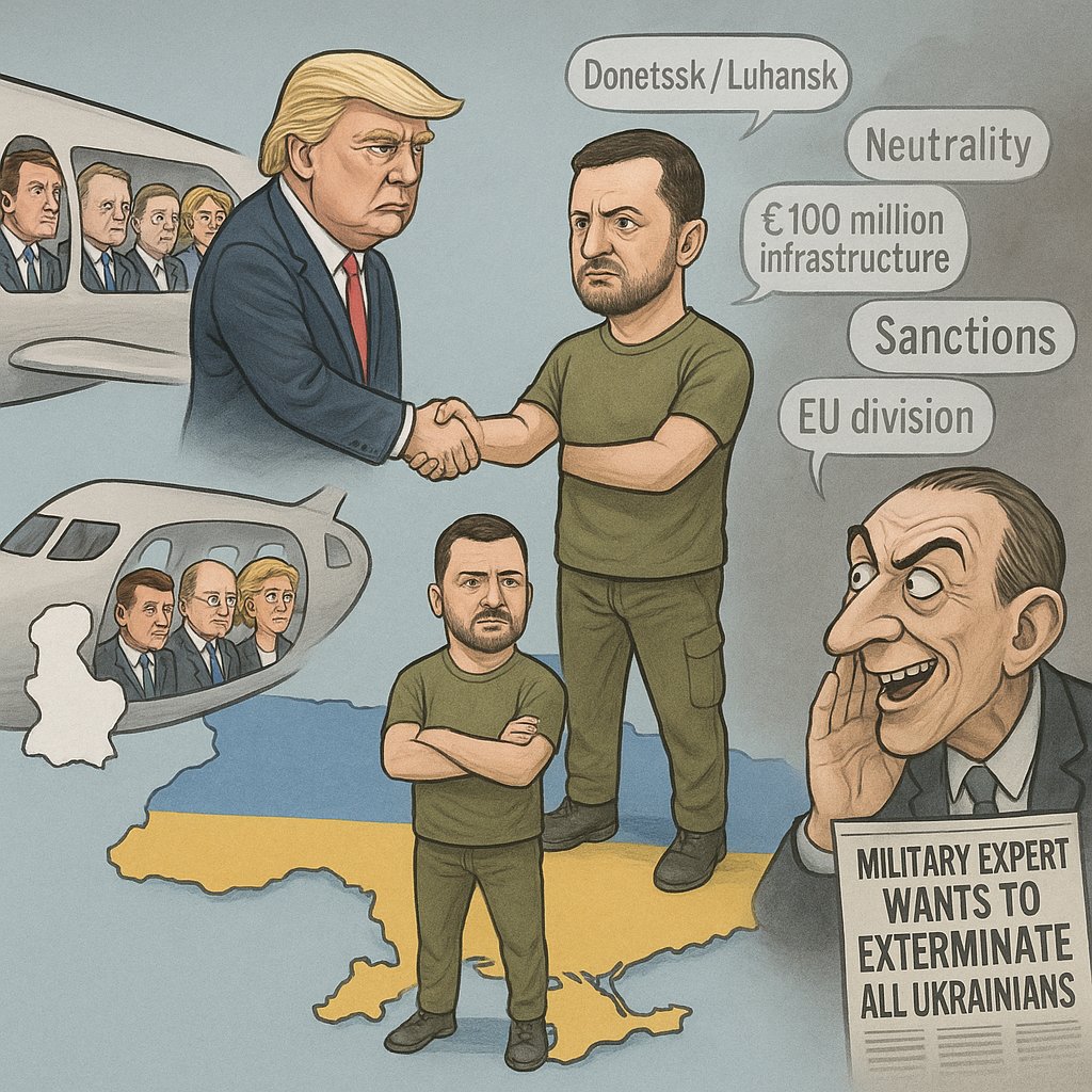 EU-Spitzen reisen mit Selenskyj zu Trump – während Moskau die Anerkennung von Donetsk/Luhansk ins Spiel bringt. Was, wenn ein schneller Frieden Europa auf dem falschen Fuß erwischt? „Laborratten“-Debatte, Forderungen, Risiken – kompakt erklärt 👇

#Ukraine #Russland #EU #NATO