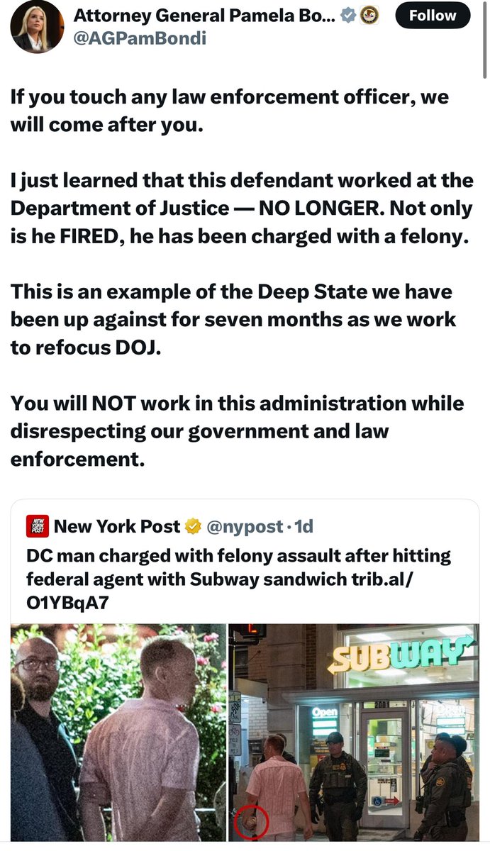 ThinkerGate's tweet image. The Deep State must not be very “deep” if they’re out in public tossing sandwiches at police.