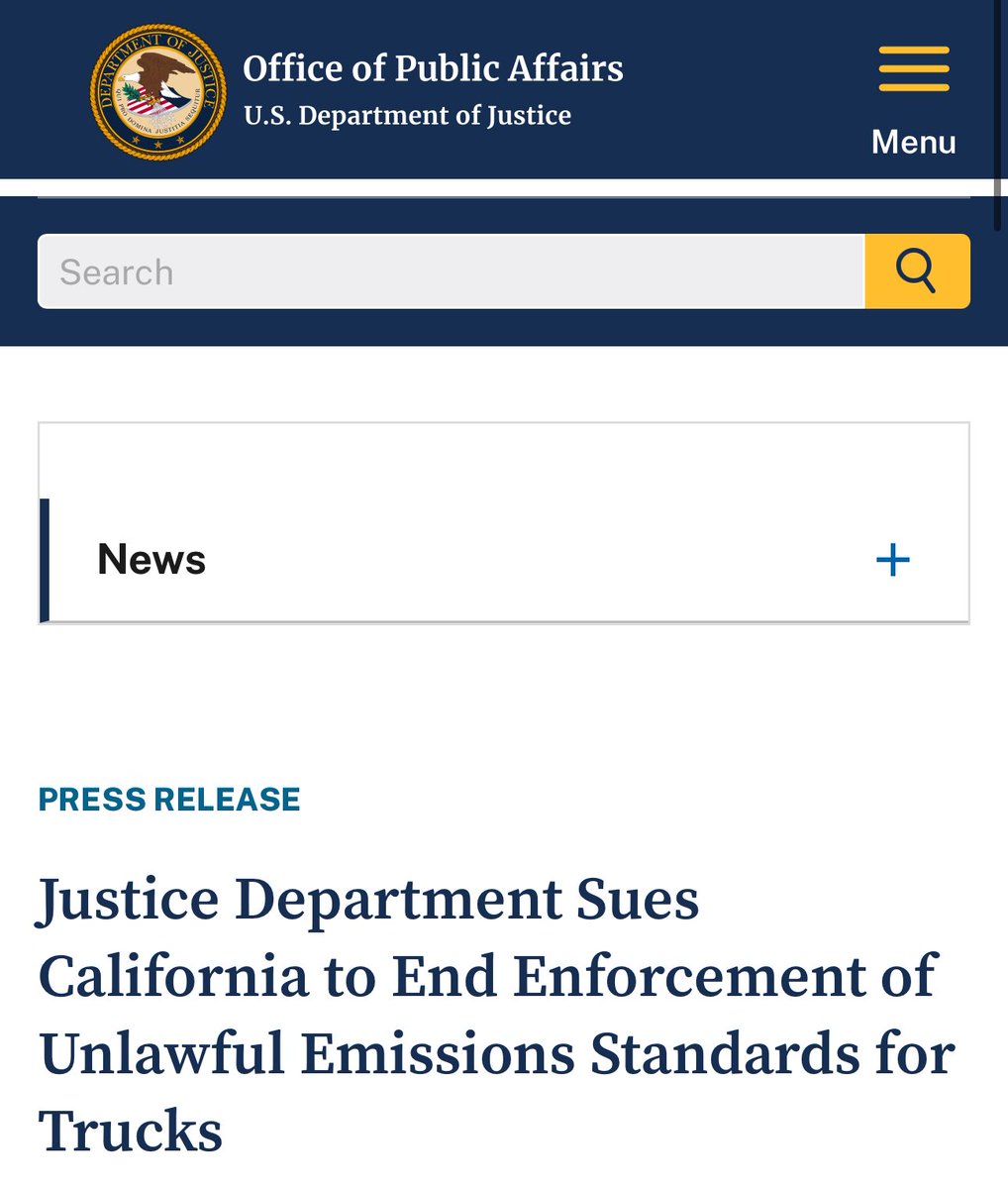 Kory Willis (@korywillis) on Twitter photo Its wildest thing right now that the ENRD department of <a href="/TheJusticeDept/">U.S. Department of Justice</a> is sueing CARB over requiring those standards for trucks.. but..
We are having to sue ENRD to not enforce CARB on us. Make it make sense…
<a href="/GOPoversight/">Oversight Committee</a> <a href="/RepClayHiggins/">Rep. Clay Higgins</a> Its wildest thing right now that the ENRD department of <a href="/TheJusticeDept/">U.S. Department of Justice</a> is sueing CARB over requiring those standards for trucks.. but..
We are having to sue ENRD to not enforce CARB on us. Make it make sense…
<a href="/GOPoversight/">Oversight Committee</a> <a href="/RepClayHiggins/">Rep. Clay Higgins</a>