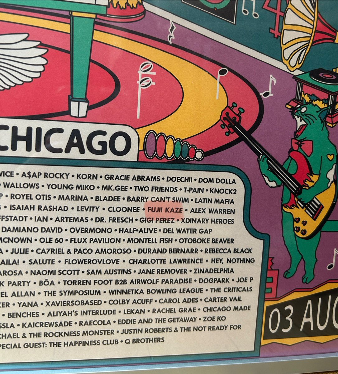 scottie2jp's tweet photo. Fujii Kaze 
アメリカ🇺🇸での記念すべき初フェス @lollapalooza のポスターきた！フレームしてみたらステキ😍😭

#FujiiKaze #藤井風 https://t.co/bHQq0l9O3H