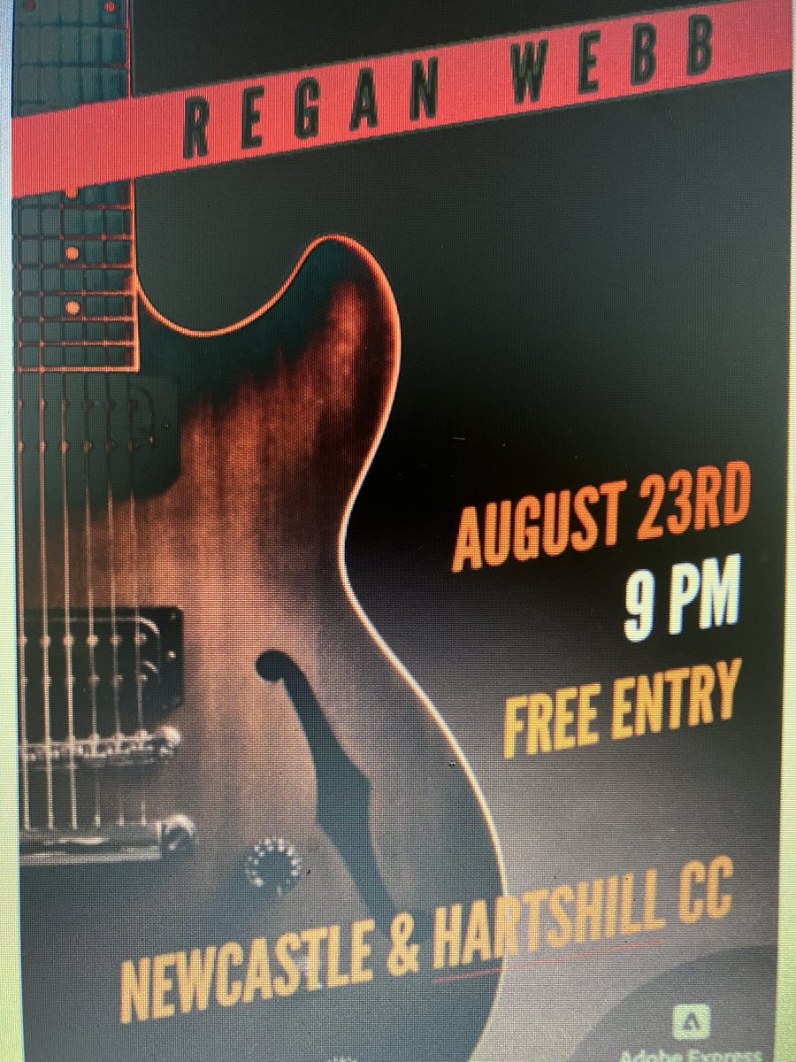 Date for you diaries all, acoustic singer Regan Webb will be performing at 
NHCC on Saturday 23rd August from 9pm onwards.