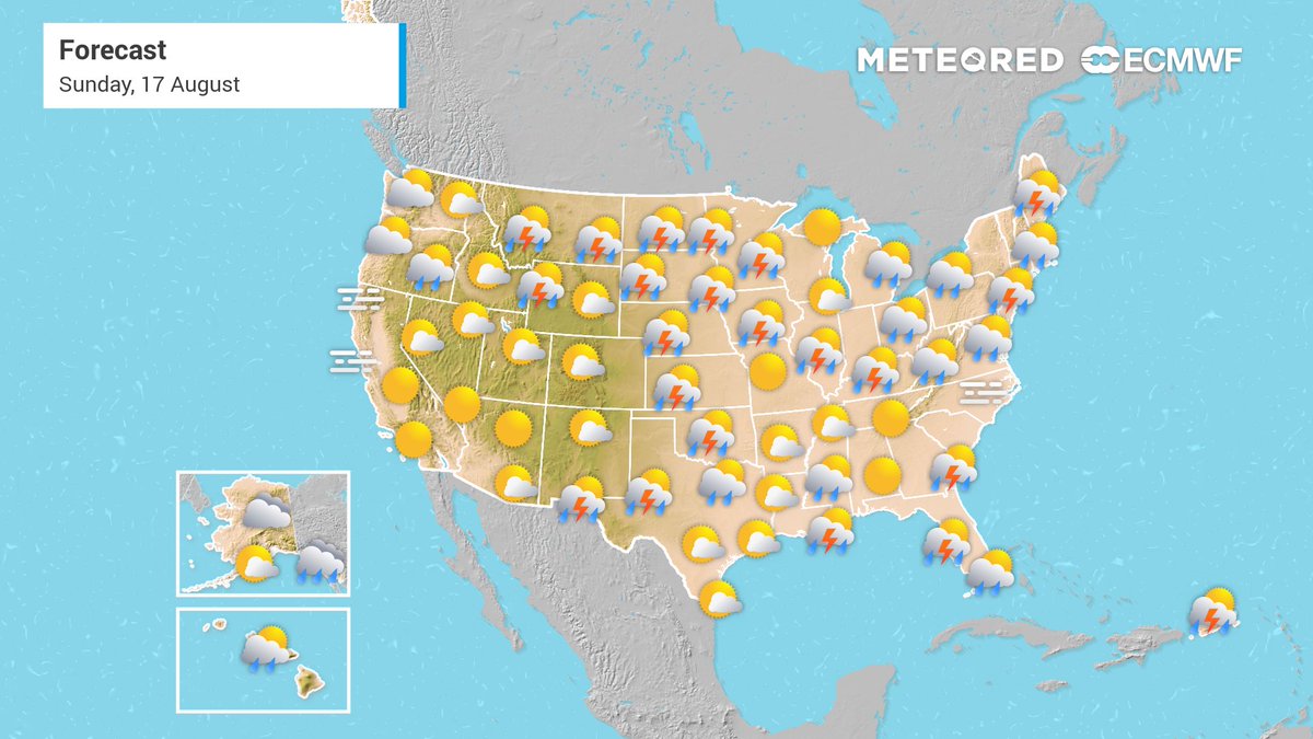 MeteoredUS's tweet photo. #WeatherToday🌡️⛈️

⛈️ Heavy rain &amp; flash flood threat in the Upper Midwest thru Monday.
🌩️ Scattered storms &amp; flooding risk NE, Carolinas, FL, Gulf &amp; Southwest.
🔥 Hazardous heat builds in the Plains, Midwest &amp; Mississippi Valley.

Stay aware! 🌐📲 https://t.co/J6kOoUiDZ8 https://t.co/xpZ45F7Ipf