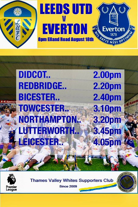 Thames Valley Whites has two coach seats available for the first home game of the season against Everton. 

Contact: steve@thamesvalleywhites.co.uk