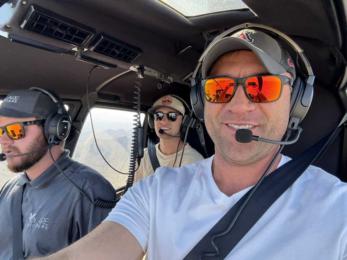 Perfect morning to buzz over the frat house and take in the scenery of University of Arizona campus and Mt Lemmon by helicopter
